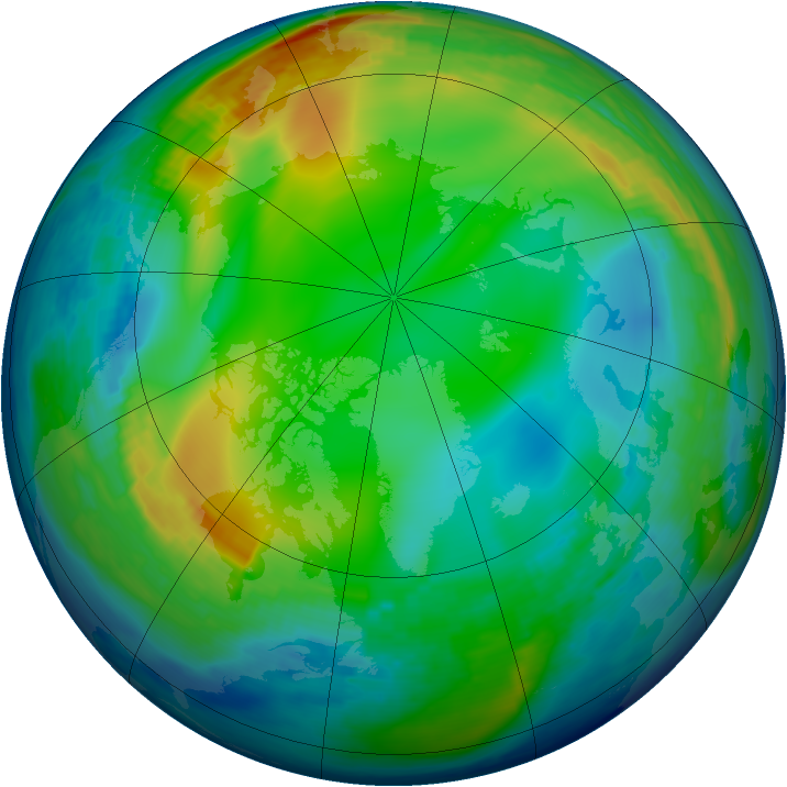 Arctic ozone map for 05 January 1993